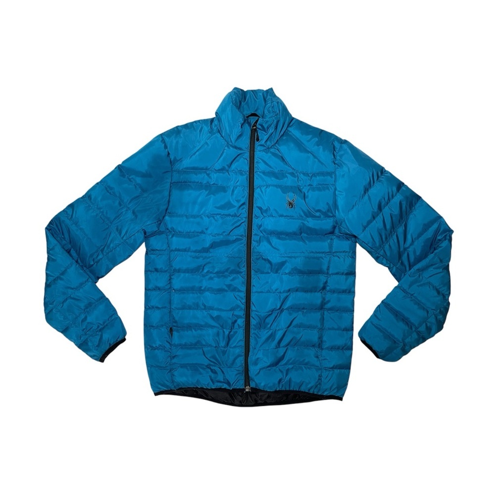 Spyder Blue Packable Down Puffer Jacket Mens Medium Lightweight Insulated